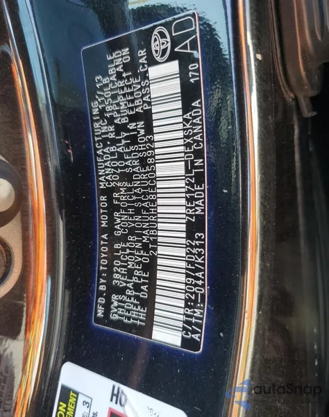 2014 Toyota Corolla L z USA, uszkodzony, nr VIN 2T1BURHE8EC058923